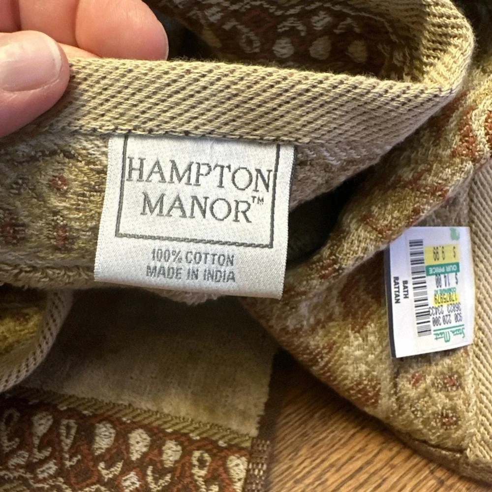 Hampton Manor Towel Set Tan New Taja Elephant 100% Cotton 3 Piece Safari Vintage